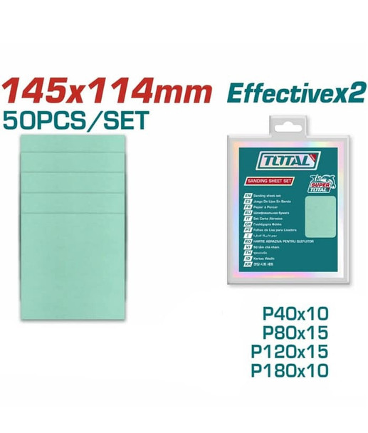 SANDING SHEET 50PCS SET 145X114 MM TOTAL TAC145115
