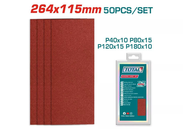 SANDING SHEET 50PCS SET 264X115 MM TOTAL TAC749261151