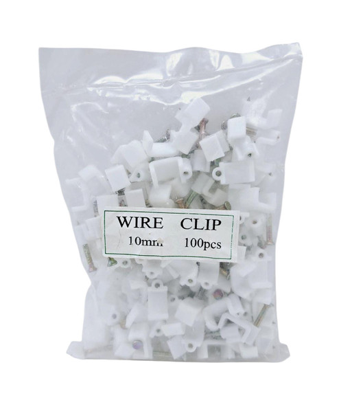 TOWER CLIP 10MM FLAT 100PCS PK (WIRE CLIP WORKS ON 2.5 2C FLAT CABLE)