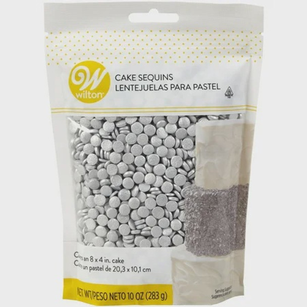 BAKING WILTON CAKE SEQUINS SILVER 710-5863 10oz 283g