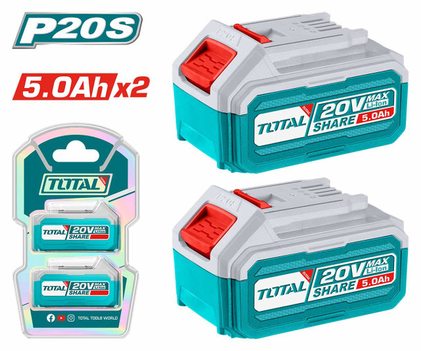 BATTERY PACK 20V 5.0Ah TOTAL TOSLI240464 LITHIUM-ION 2PCS PACK SHARE