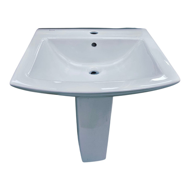 SINK WARE W/PEDESTAL WHITE SQUARE LARGE 1 HOLE INTO