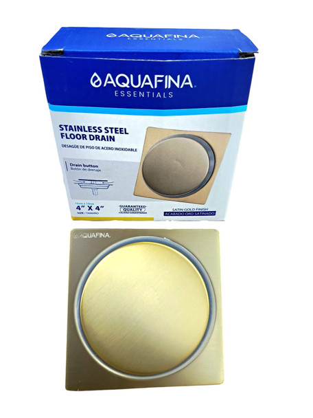 FLOOR DRAIN METAL AQUAFINA 4"X4" A-FD-S03SG SATIN GOLD