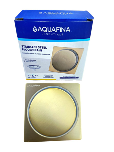 FLOOR DRAIN METAL AQUAFINA 4"X4" A-FD-S03SG SATIN GOLD