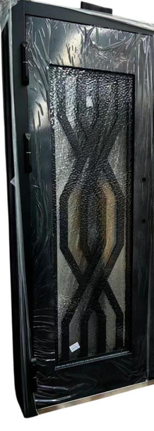 DOOR METAL SINGLE BLACK DESIGN W/GLASS 2050X1500