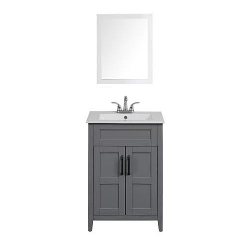 BATHROOM CABINET WOLLATON GREY WITH MIRROR 2 DOORS PVC 23.6"X18.7"X37" GNC-DCGAV241