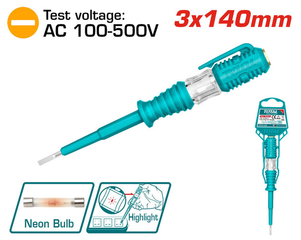 TESTER SCREWDRIVER FLAT TOTAL THT291408 140MM TEST PENCIL