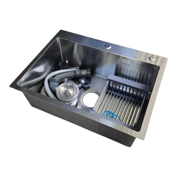 SINK SINGLE BOWL KALIMBA 22G 23-5/8"x17-3/4"x8"GKS-TYK6045 WITH DRAIN RACK AND WASTE