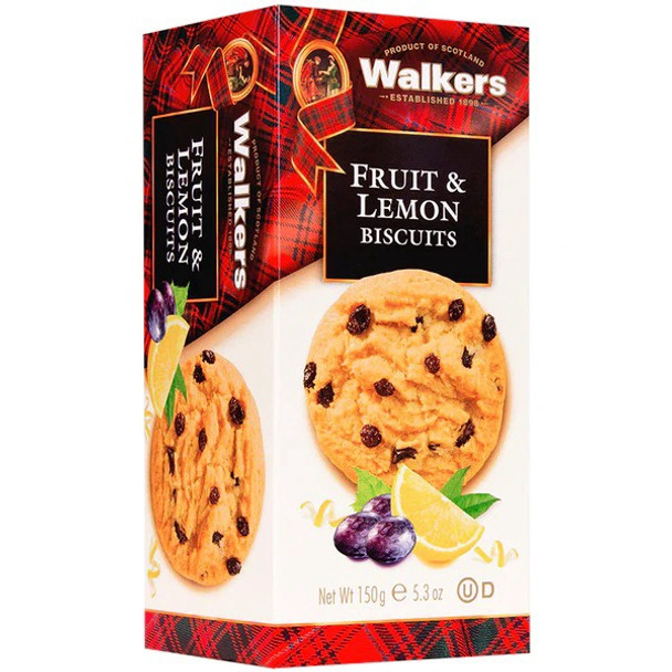 WALKERS FRUIT & LEMON BISCUITS 150G