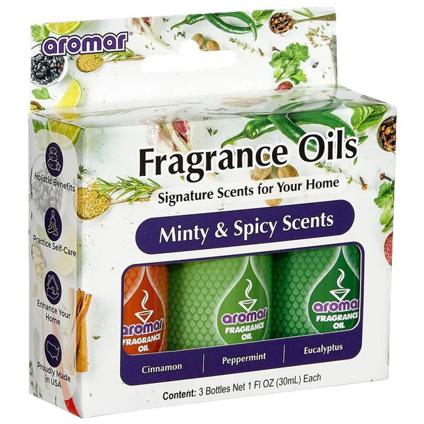 AROMAR FRAGRANCE OIL 2OZ MINTY AND SPICY SCENT 3 PACK C3-1001