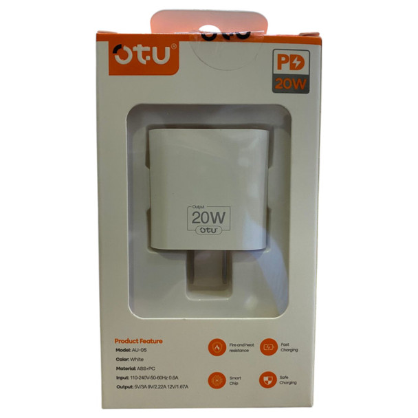 CHARGER ADAPTER USB OTU AU-05 20W PD TYPE C SMART AND FAST