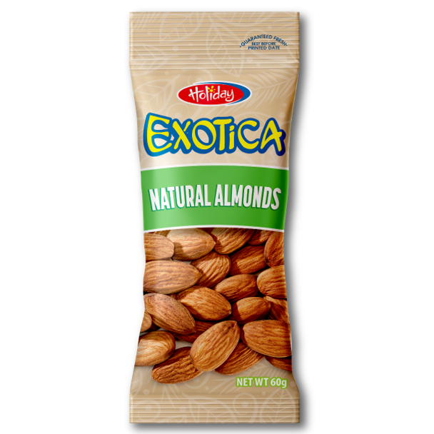 HOLIDAY EXOTICA NATURAL ALMONDS 60G HOLIDAY EXOTICA NATURAL ALMONDS 60G