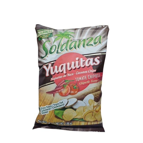 SOLDANZA SNACKS YUQUITAS TOMATE CHIPOTLE CASSAVA CHIPS 45G