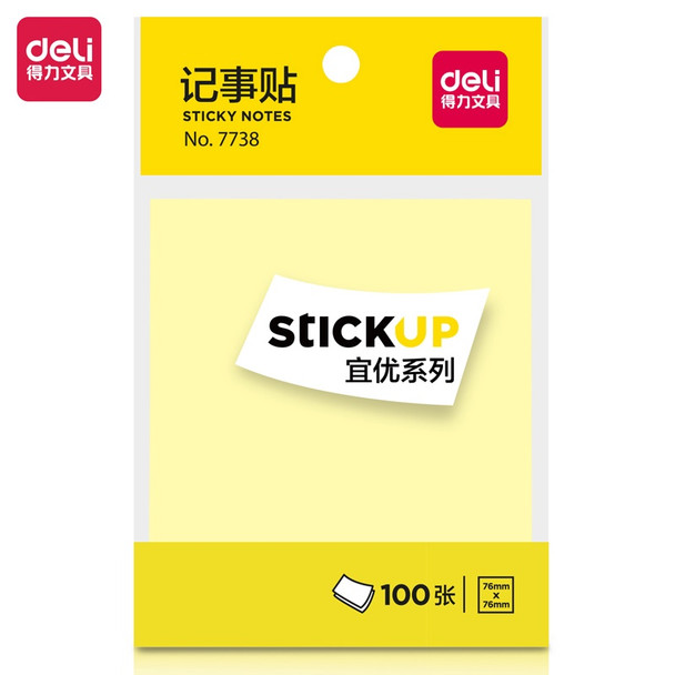 STATIONERY STICKY NOTES DELI 7738 STICKUP 100PCS SINGLE PACK