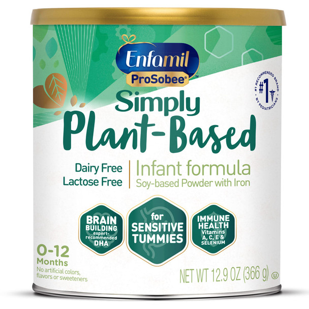 ENFAMIL INFANT FORMULA PROSOBEE SIMPLY PLANT-BASED 0-12 Months 12.9oz 366g