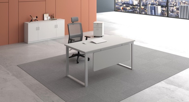OFFICE DESK MODERN SPACE MELAMINE WHITE SEMI EXECUTIVE 63" x 32" 50C13-A / DESK0219
