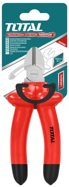 PLIERS TOTAL THTIP261 RED INSULATED DIAGONAL CUTTING 160MM