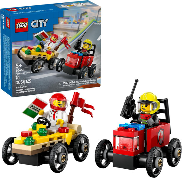 Toy LEGO City Pizza vs. Fire Truck Set 60458 70pcs