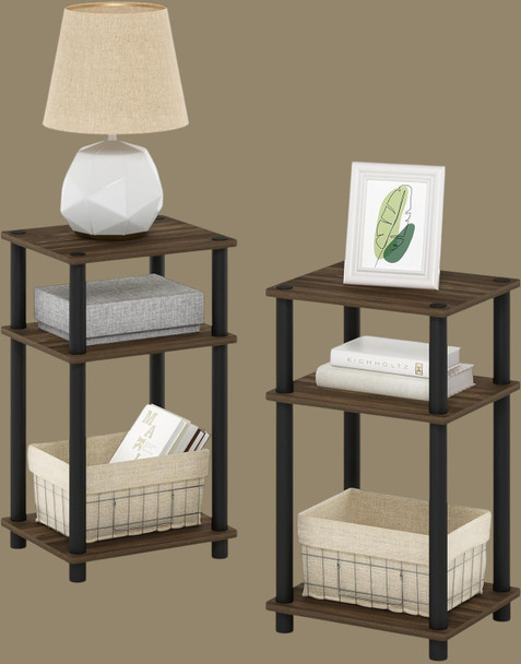 End Table Set of 2 Nightstand Simple Furinno 11087