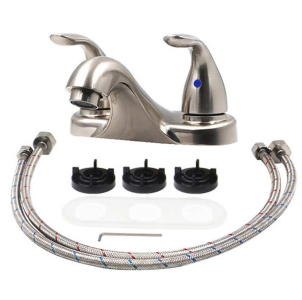 FAUCET BATHROOM KIOTTO DOUBLE HANDLE BRUSH NICKLE LNF-K5B2007BN