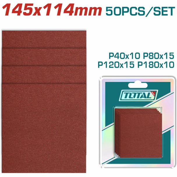 SANDING SHEET 50PCS SET TOTAL TAC749141121 145X114MM