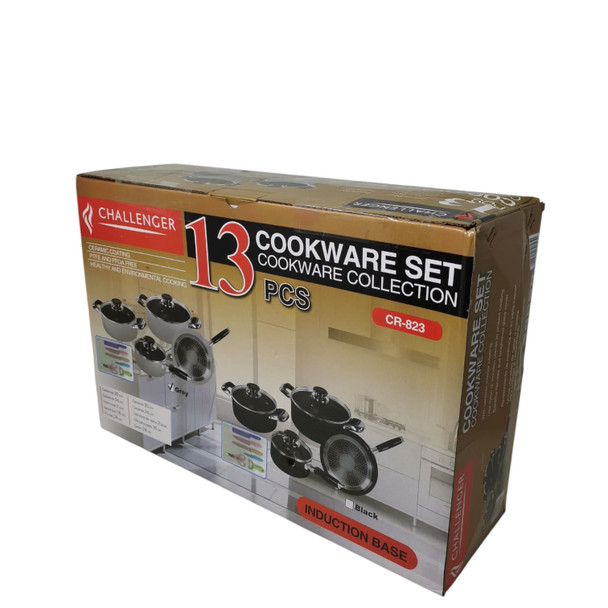 POT SET 13PCS CHALLENGER CR-823 COOKWARE SET GREY INDUCTION BASE POT SET 13PCS CHALLENGER CR-823 COOKWARE SET GREY INDUCTION BASE