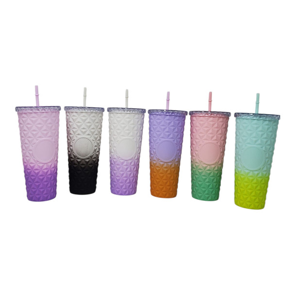 TRAVEL CUP OMBRE DIAMOND TEXTURED TUMBLER WITH STRAW 720ML LLB-200011