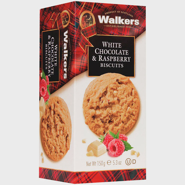 WALKERS WHITE CHOCOLATE & RASPBERRY BISCUITS 150G