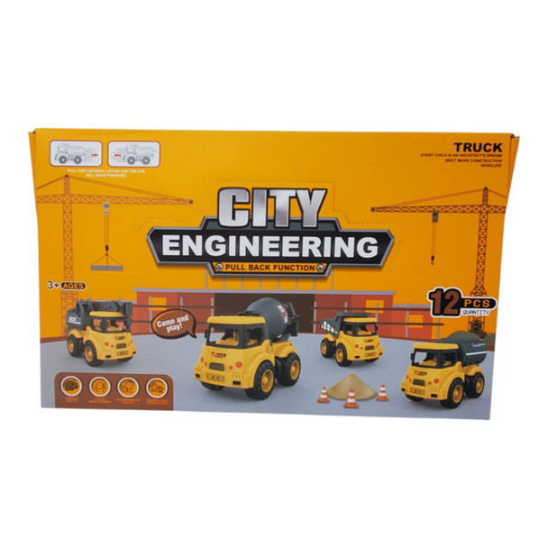 TOY CITY ENGINEERING VEHICLES 12PC YM-F33