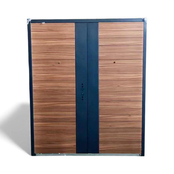 DOOR METAL DOUBLE WOOD FINISH NO GLASS