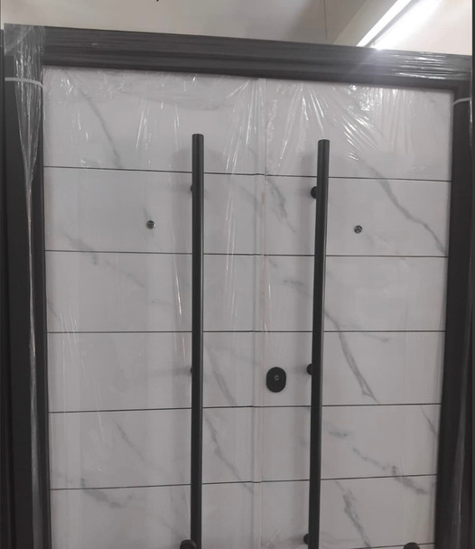 DOOR METAL DOUBLE WHITE MARBLE FINISH NO GLASS