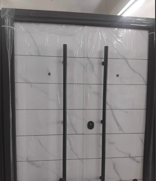 DOOR METAL DOUBLE WHITE MARBLE FINISH NO GLASS DKL7