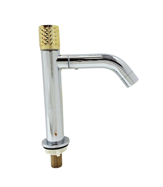 PILLAR TAP 1/2" CHROME WITH GOLD KNOB LONG