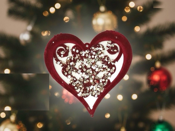 CHRISTMAS DECORATIONS HEART WH252406 12CM