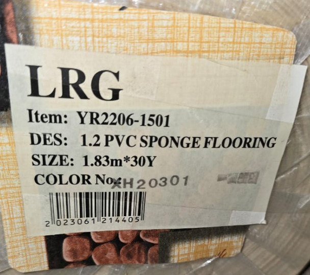 VINYL (VINOLAY) SPONGE FLOORING YR2206-1501 1.83MX30YD XH20301 SOLD PER ROLL