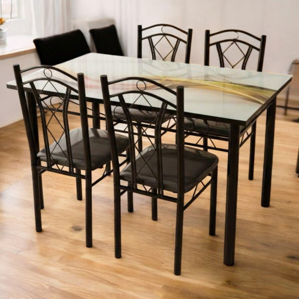 GLASS DINING TABLE CZ-6701-Y54 WITH 6 CHAIR SET