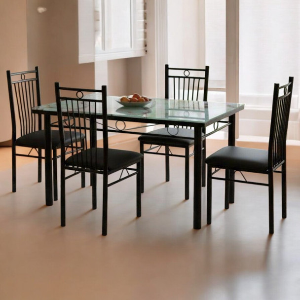 GLASS DINING TABLE CZ-6703-Y54 WITH 6 CHAIR SET
