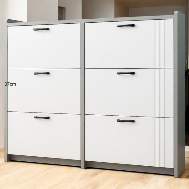 SHOE CABINET RACK C19 6 DRAWERS WHITE