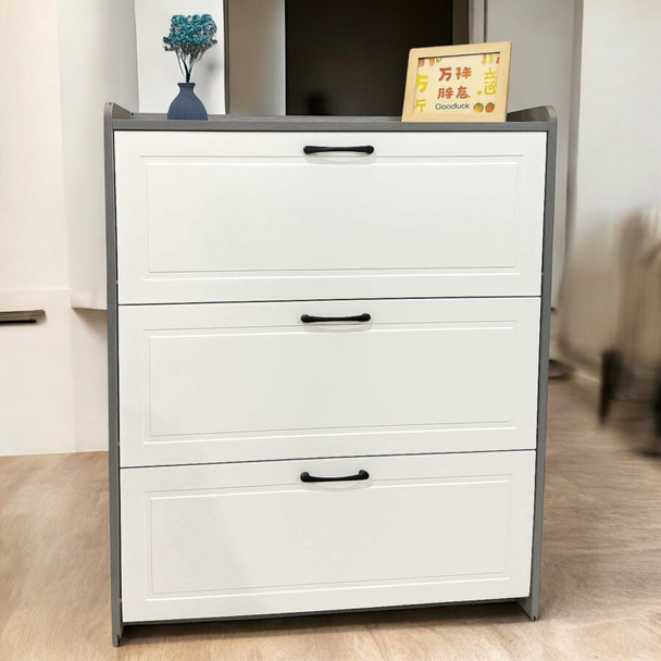 SHOE CABINET RACK C17 3 DRAWERS WHITE