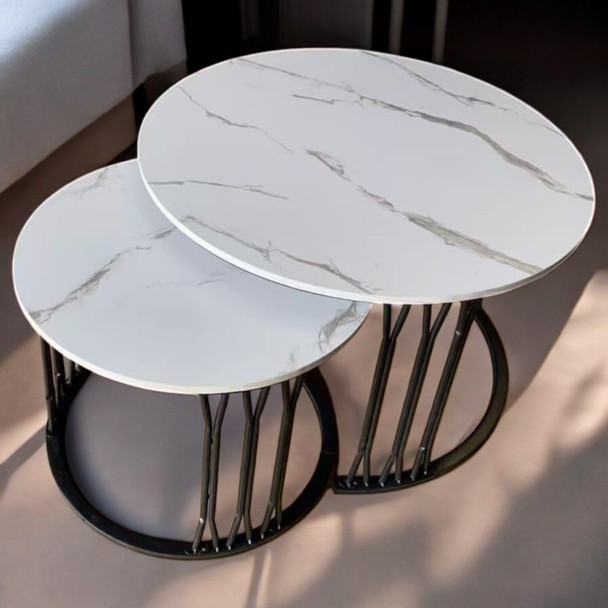 TABLE METAL 2PCS #21 BLACK FRAME AND CERAMIC TOP (3BOX)