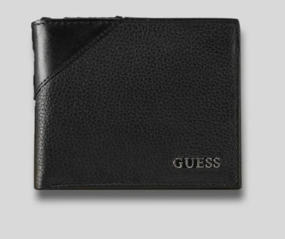 Wallet Men Guess Bifold Black Leather
