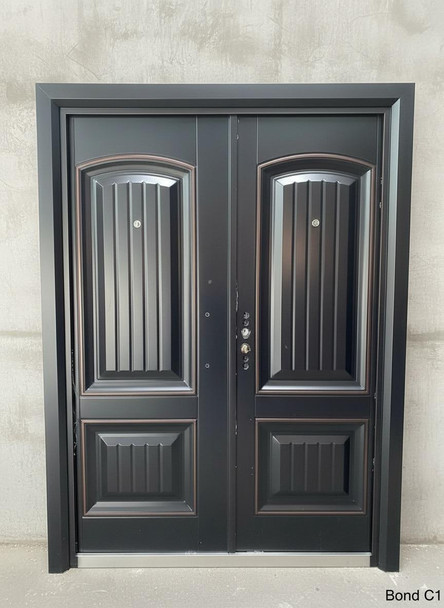 DOOR METAL DOUBLE DESIGN BROWN FDM-5826-Y52 205X148X9CM