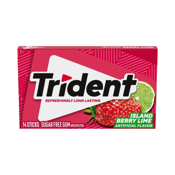 TRIDENT ISLAND BERRY LIME FLAVOR GUM SUGAR FREE 14-PIECES