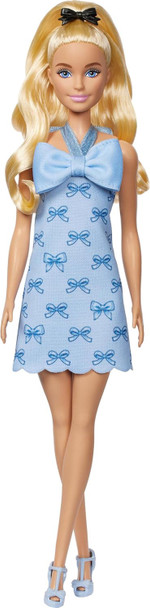 Toy Barbie Doll Fashionistas Wearing Blue Bow Dress