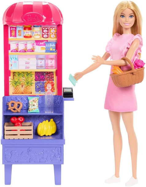 Toy Barbie Doll Playset at The Market & 11 Accessories