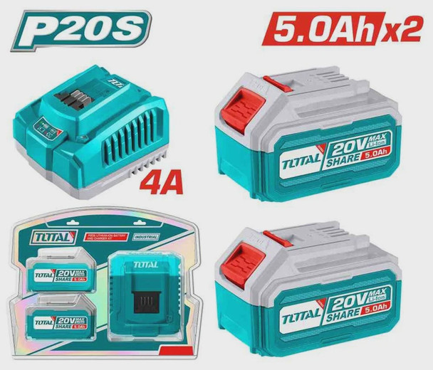 BATTERY PACK & CHARGER 3PCS KIT TOTAL UTFBCPK2513 20V 5.0ah LITHIUM-ION