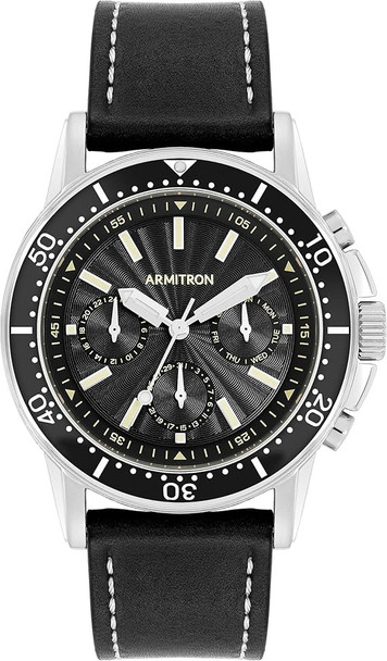 Watch Armitron Analog Chronograph Leather Strap 5531BKSVBK