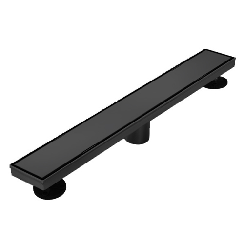 SHOWER DRAIN KIOTTO 24" LINEAR STAINLESS STEEL MATT BLACK WITH HAIR FILTER #110B24