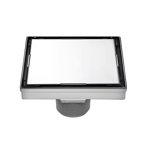 SHOWER DRAIN KIOTTO 6" SMOOTH STAINLESS STEEL SILVER WITH HAIR FILTER #122S6