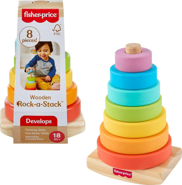 Toy Fisher-Price Rock-a-Stack Wooden 8pc